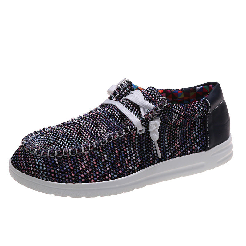 Women's Breathable Canvas Lace-up Flat Shoes
